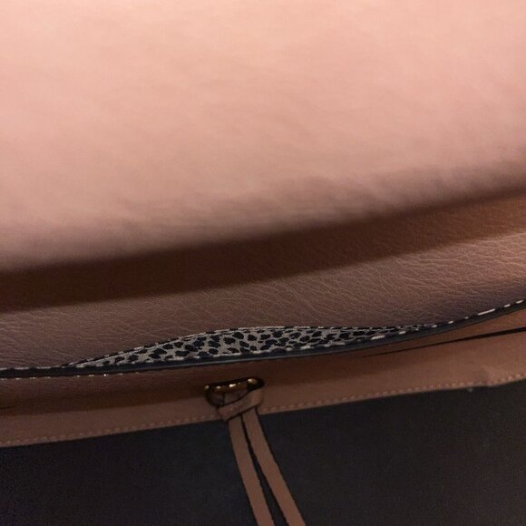 Sole/Society Pebbled Satchel Faux Leather Tote Shoulder Strap Tan Beige Animal P - Picture 13 of 16